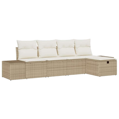 Bankstel met kussen 5 pcs poly rattan