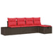 Bankstel 4 st poly rattan