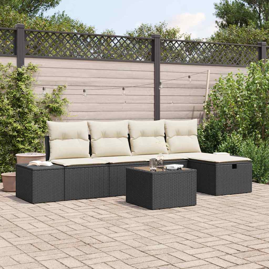 Bankstel 6 st poly rattan