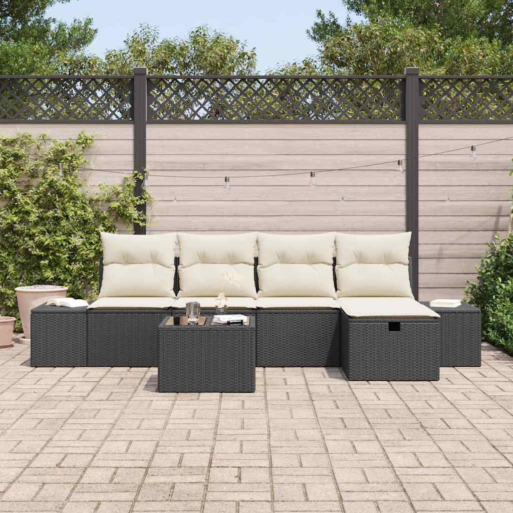 Bankstel 6 st poly rattan