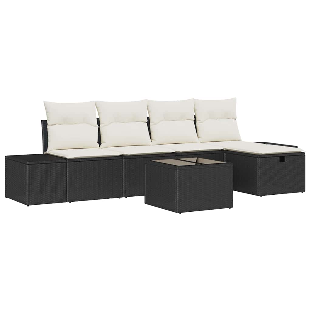 Bankstel 6 st poly rattan