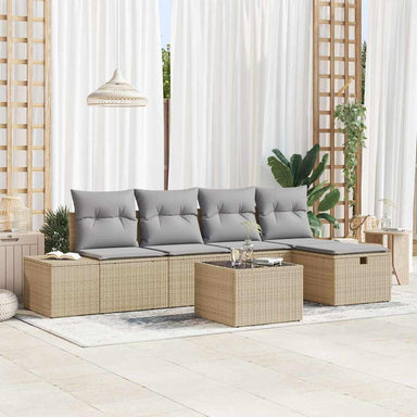 Bankstel met kussen 5 pcs poly rattan