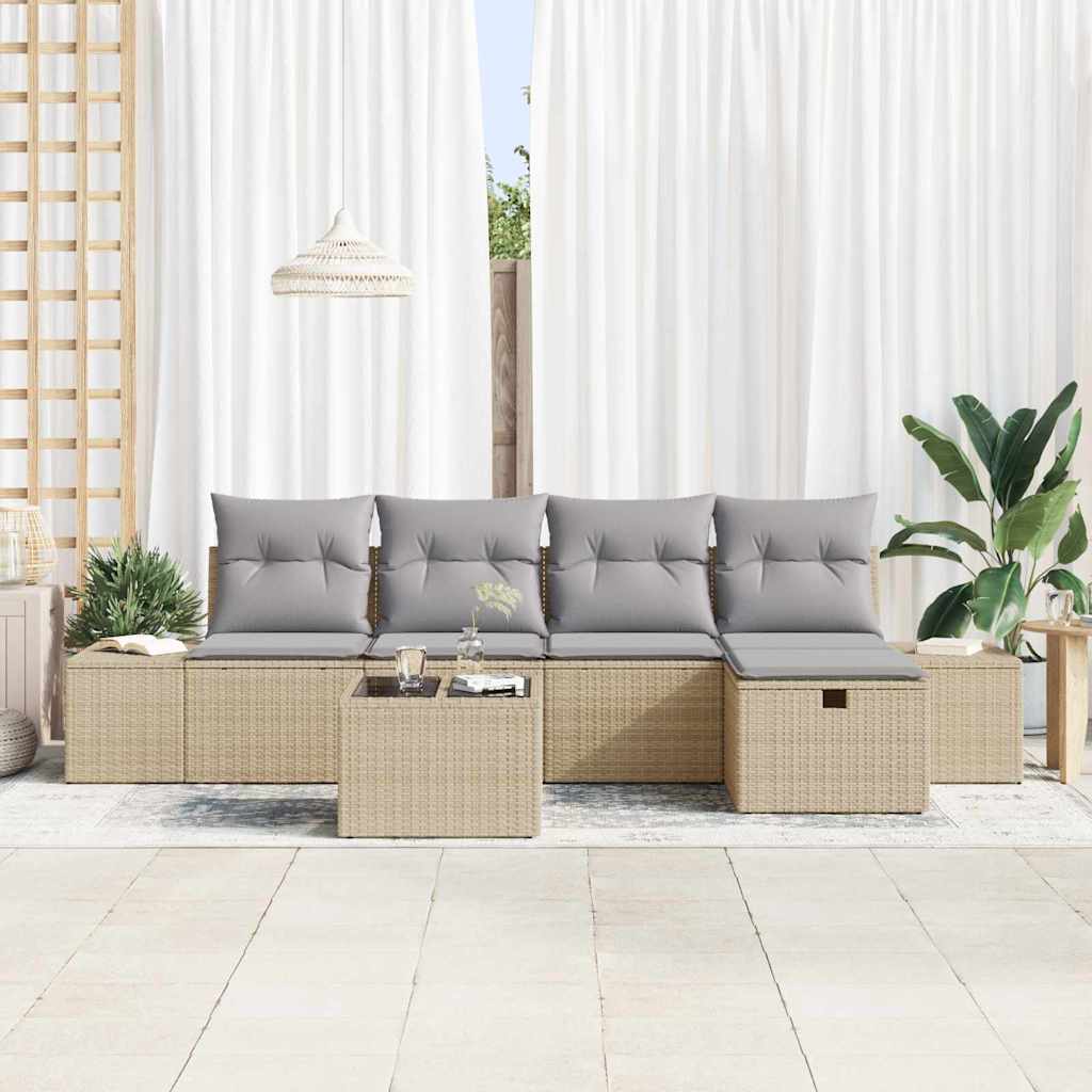 Bankstel met kussen 5 pcs poly rattan