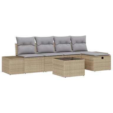 Bankstel met kussen 5 pcs poly rattan
