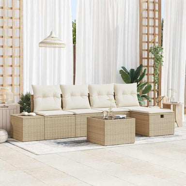Bankstel met kussen 6 pcs poly rattan