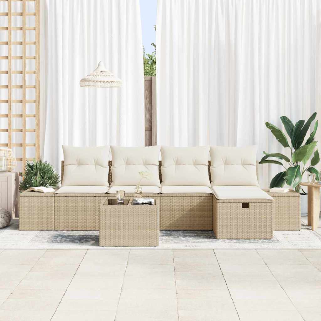 Bankstel met kussen 6 pcs poly rattan