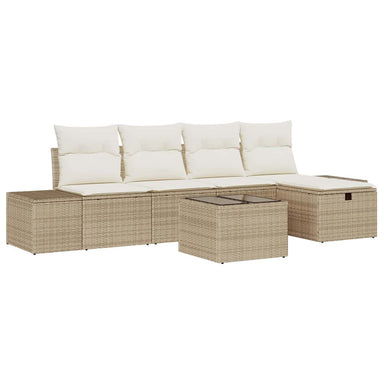 Bankstel met kussen 6 pcs poly rattan