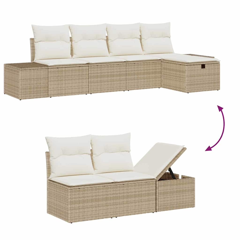 Bankstel met kussen 6 pcs poly rattan