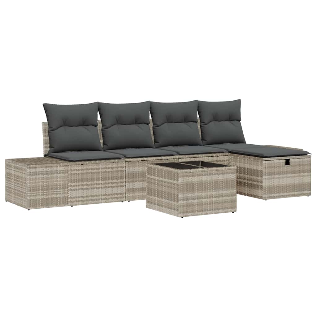 Bankstel 6 st poly rattan