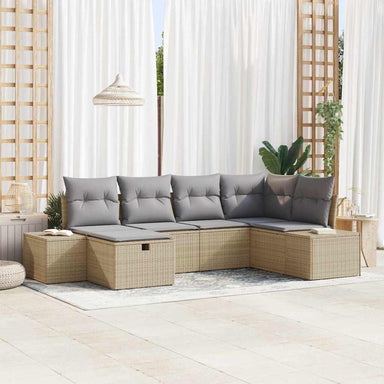 Bankstel met kussen 6 pcs poly rattan