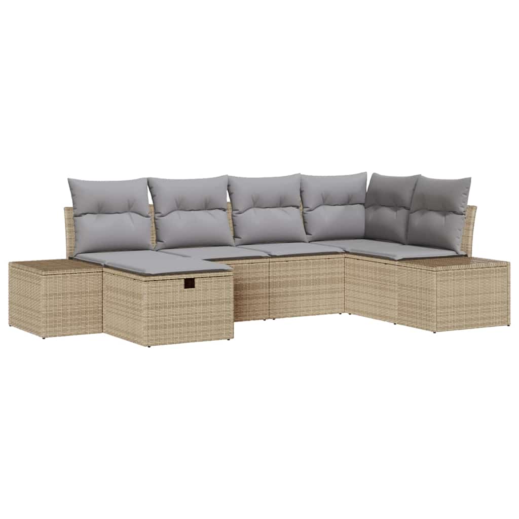 Bankstel met kussen 6 pcs poly rattan