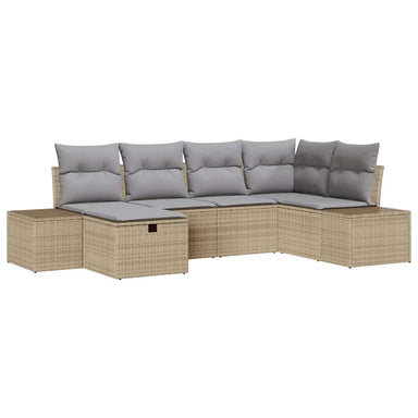 Bankstel met kussen 6 pcs poly rattan