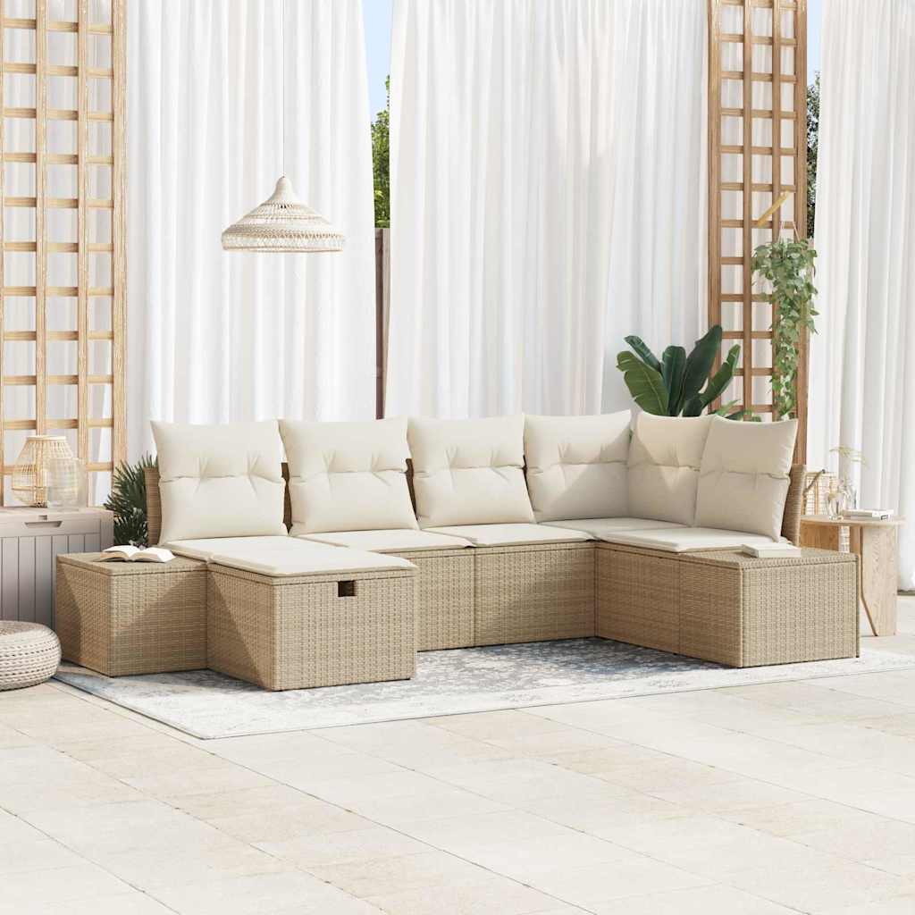 Bankstel 6 st poly rattan