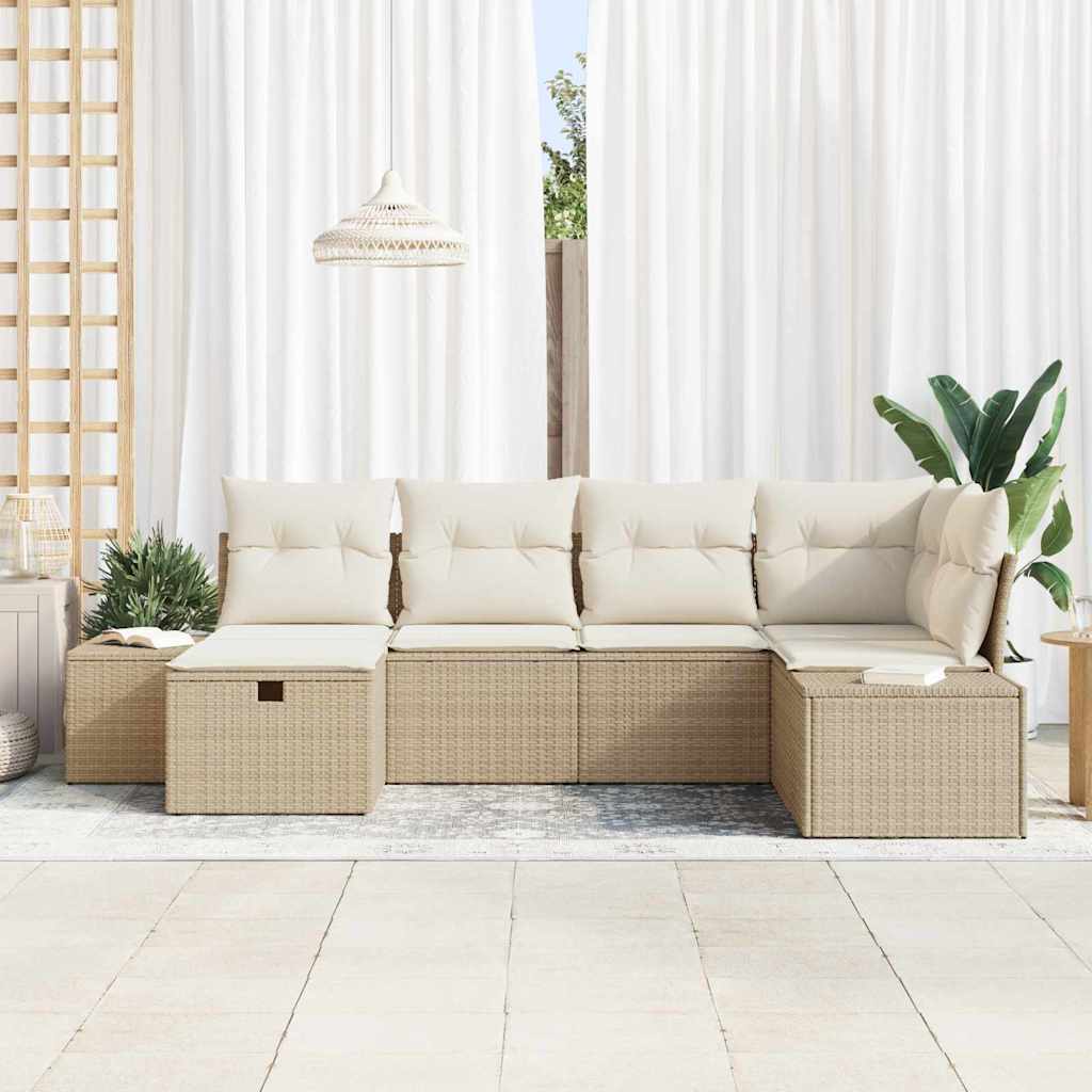Bankstel 6 st poly rattan
