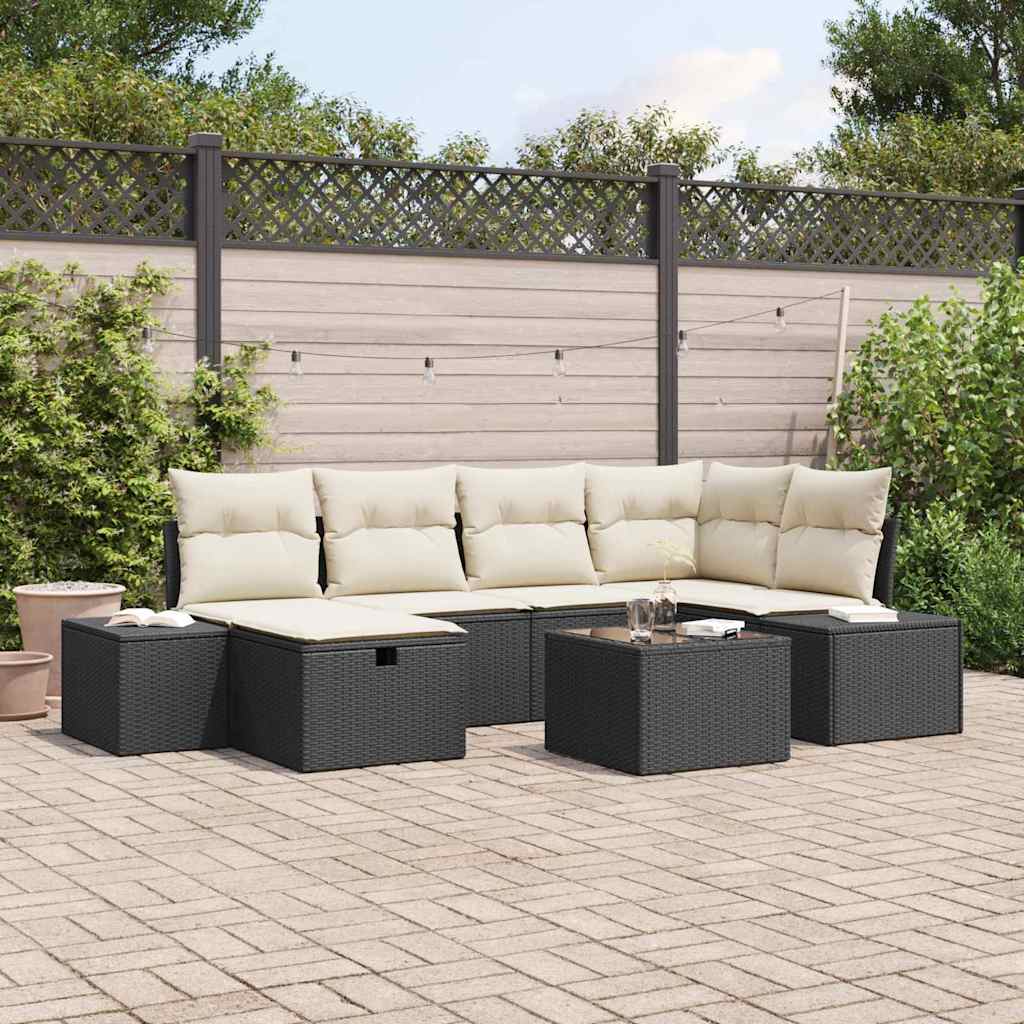 Bankstel 7 st poly rattan