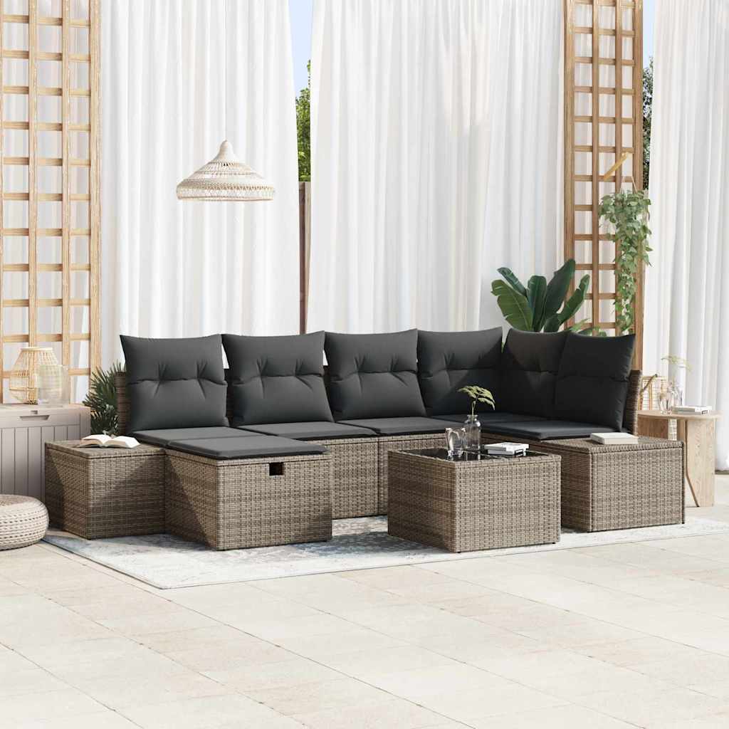 Bankstel 7 st poly rattan