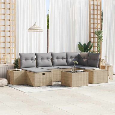 Bankstel met kussen 6 pcs poly rattan