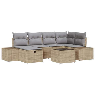 Bankstel met kussen 6 pcs poly rattan