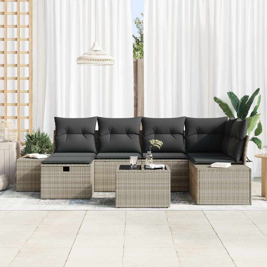Bankstel 6 st poly rattan