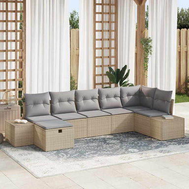 Bankstel met kussen 7 pcs poly rattan