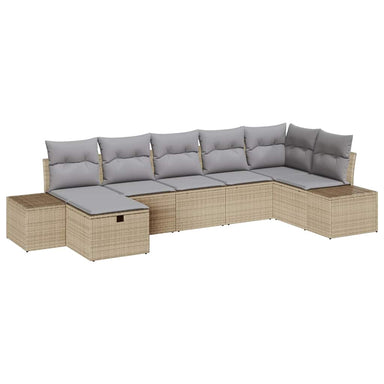 Bankstel met kussen 7 pcs poly rattan
