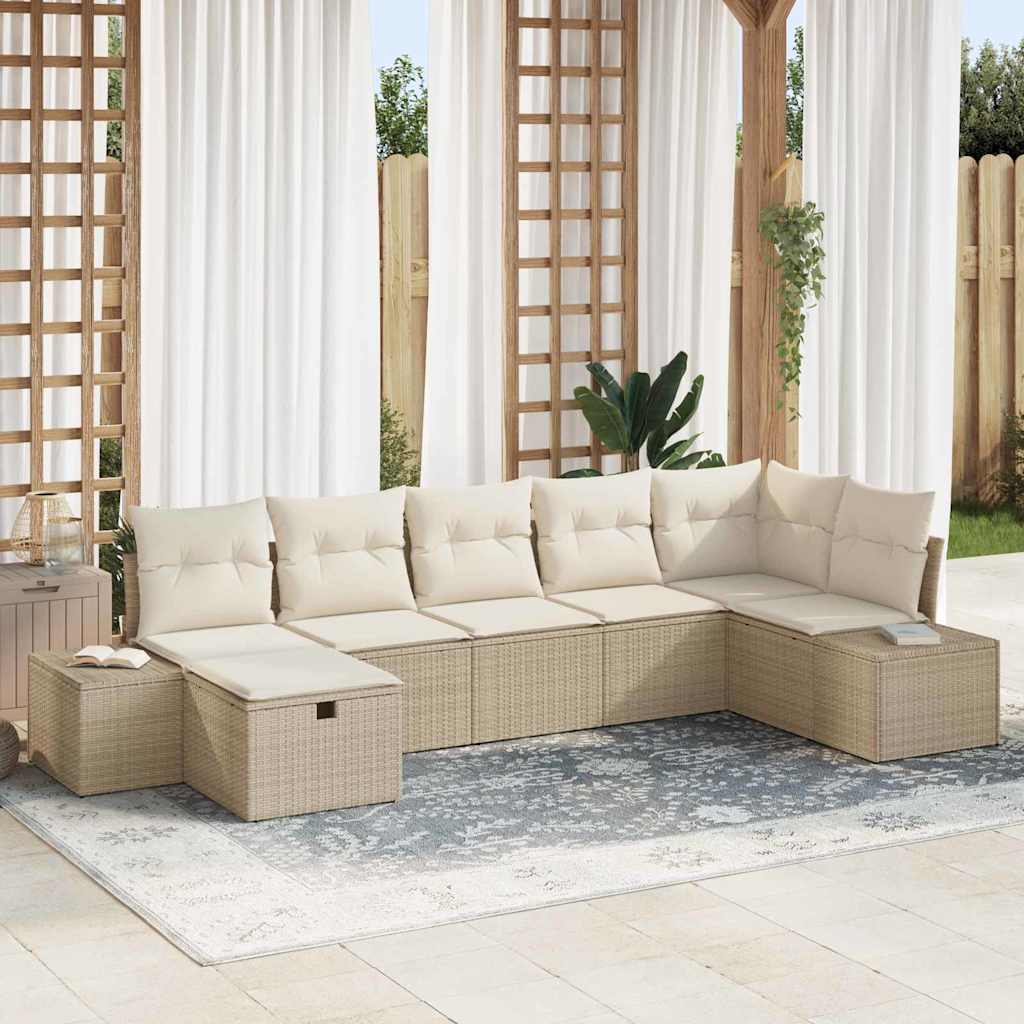 Bankstel 7 st poly rattan