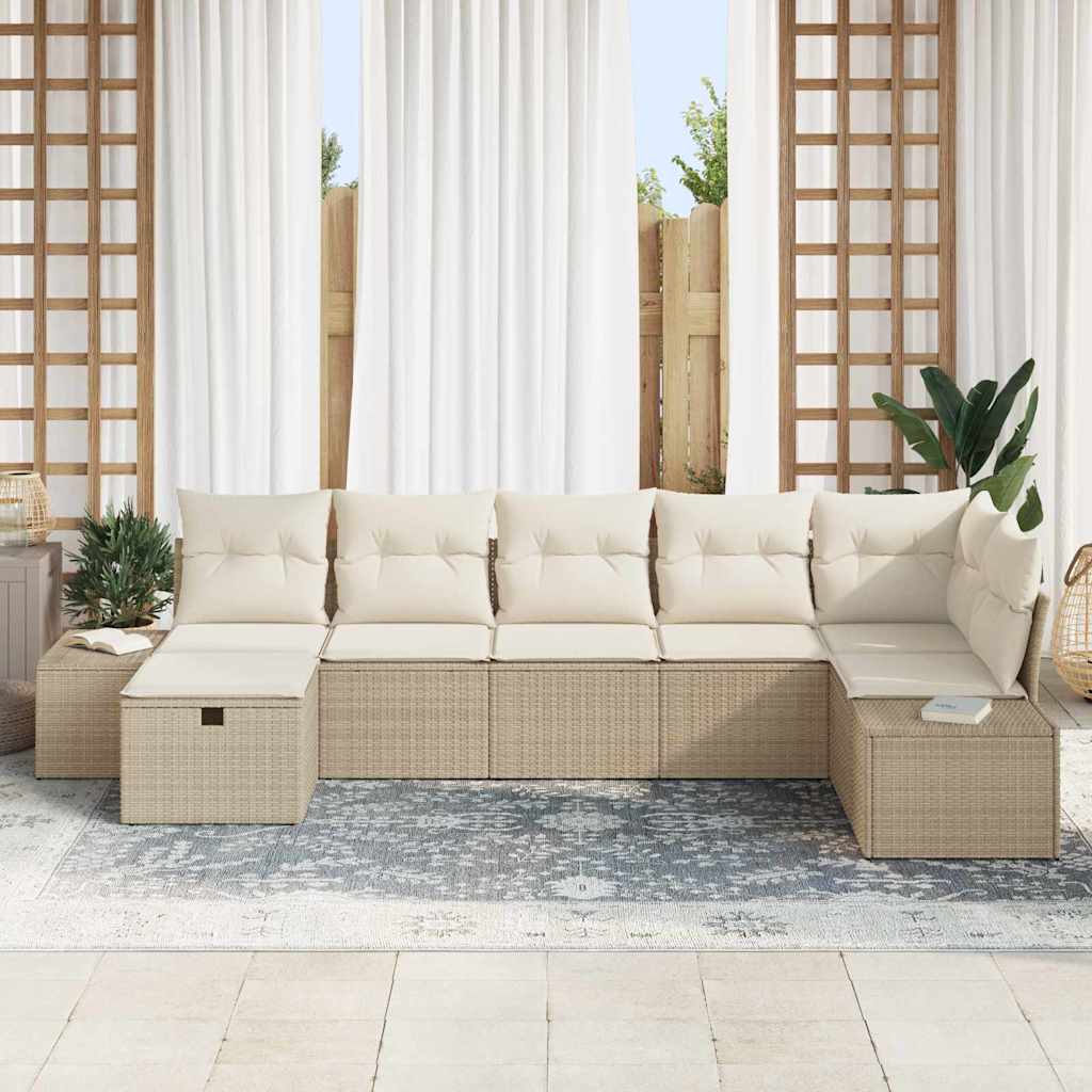 Bankstel 7 st poly rattan