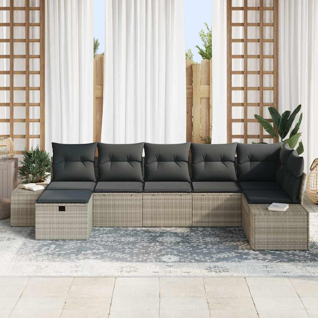 Bankstel met kussen 8 pcs poly rattan