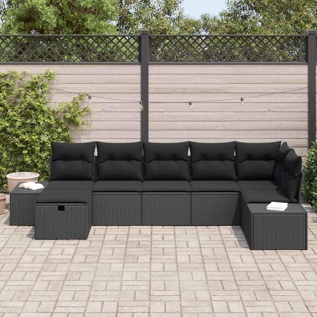 Bankstel 7 st poly rattan