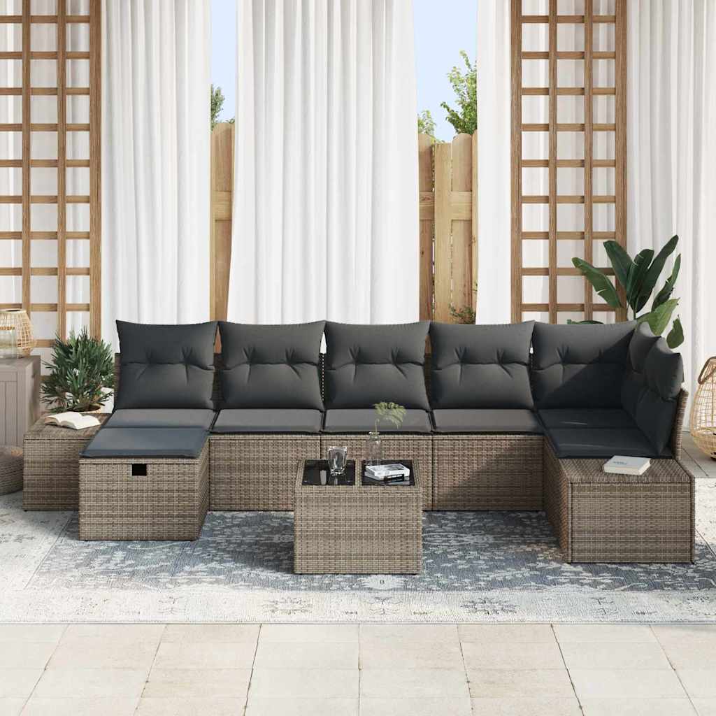 Bankstel 7 st poly rattan