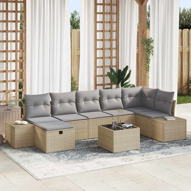 Bankstel met kussen 7 pcs poly rattan