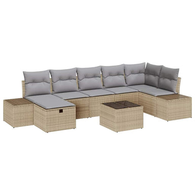 Bankstel met kussen 7 pcs poly rattan