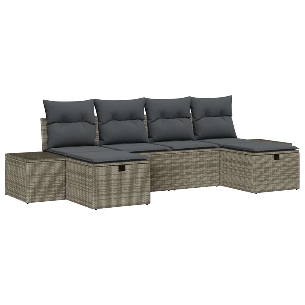 Tuin Sofa Set 6 st Grijs poly rattan