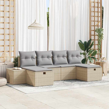 Tuin Sofa Set met kussen met opslag 6 pcs Beige poly rattan