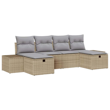 Tuin Sofa Set met kussen met opslag 6 pcs Beige poly rattan