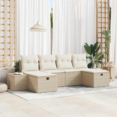 Tuin Sofa Set met kussen met opslag 6 pcs Beige poly rattan