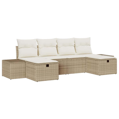 Tuin Sofa Set met kussen met opslag 6 pcs Beige poly rattan