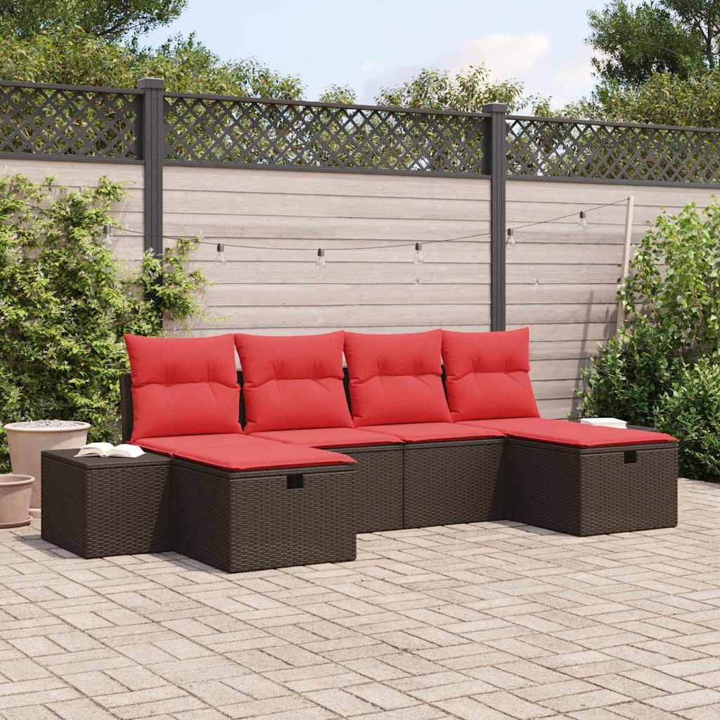 Tuin Sofa Set 6 st Bruin poly rattan