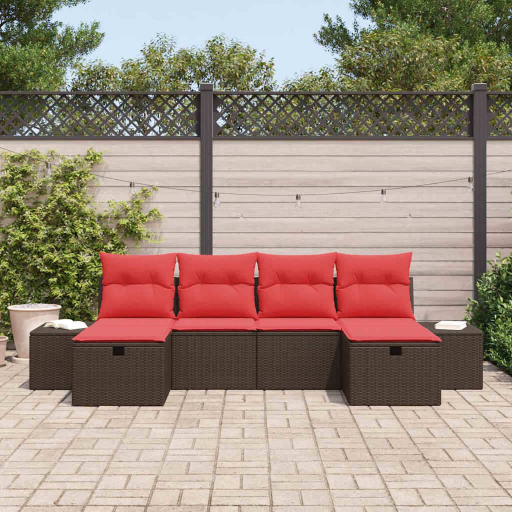 Tuin Sofa Set 6 st Bruin poly rattan