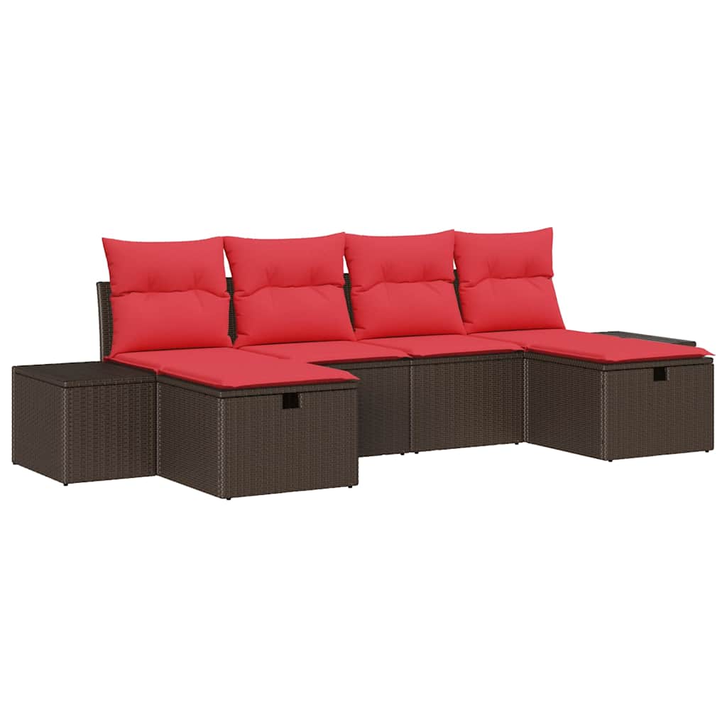 Tuin Sofa Set 6 st Bruin poly rattan