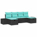 Tuin Sofa Set 6 st Zwart poly rattan