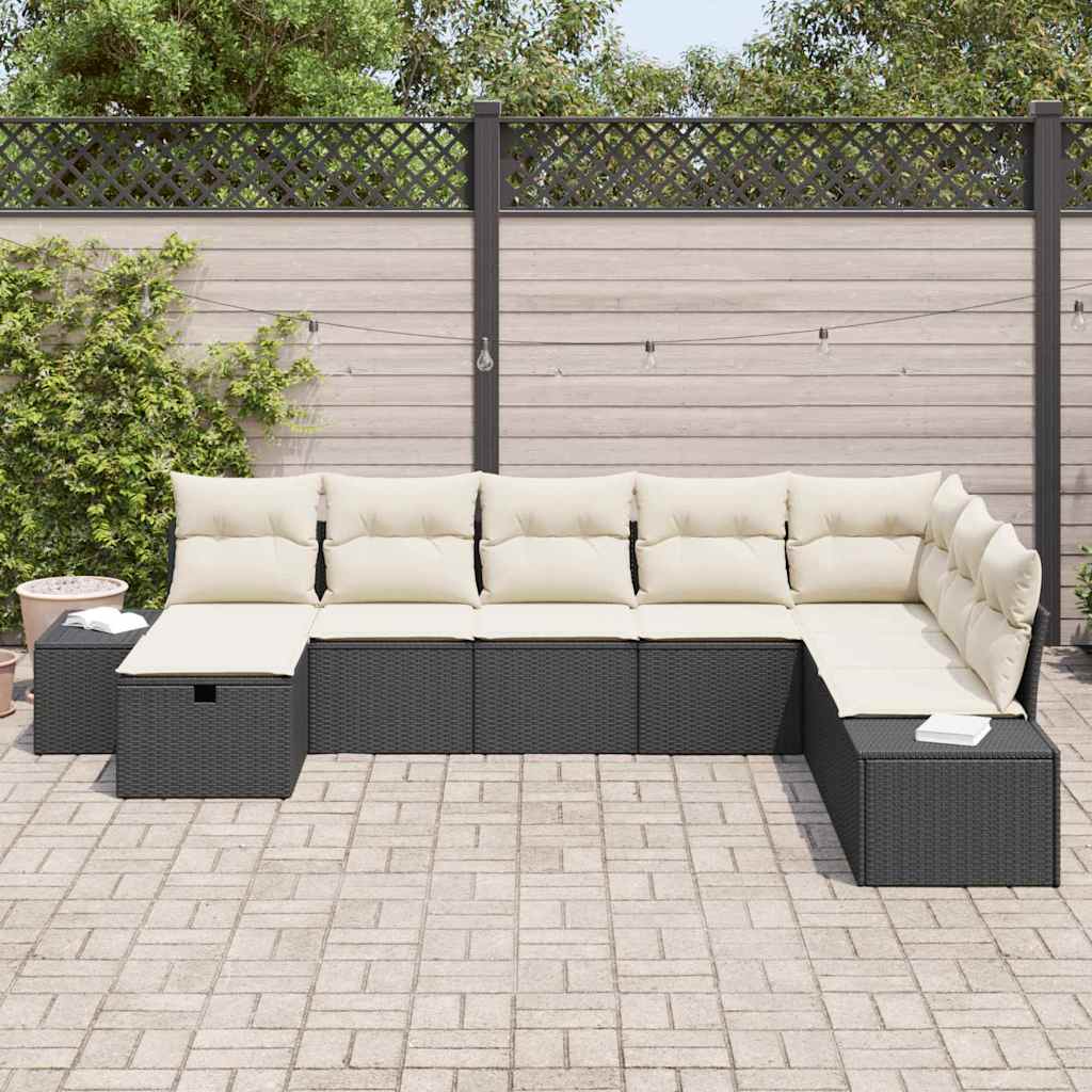 Tuin Sofa Set 8 st Zwart poly rattan