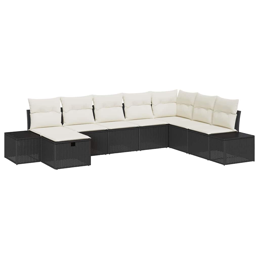 Tuin Sofa Set 8 st Zwart poly rattan