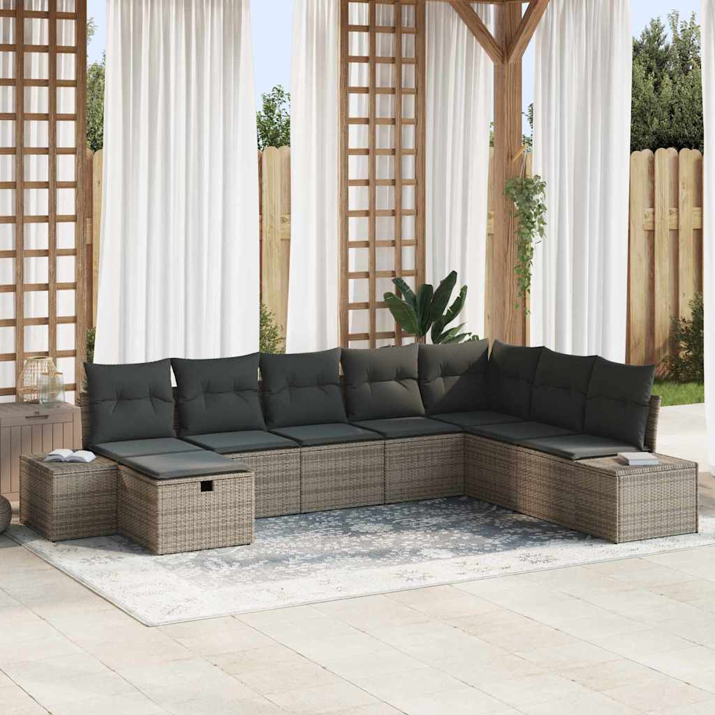 Tuin Sofa Set 8 st Grijs poly rattan
