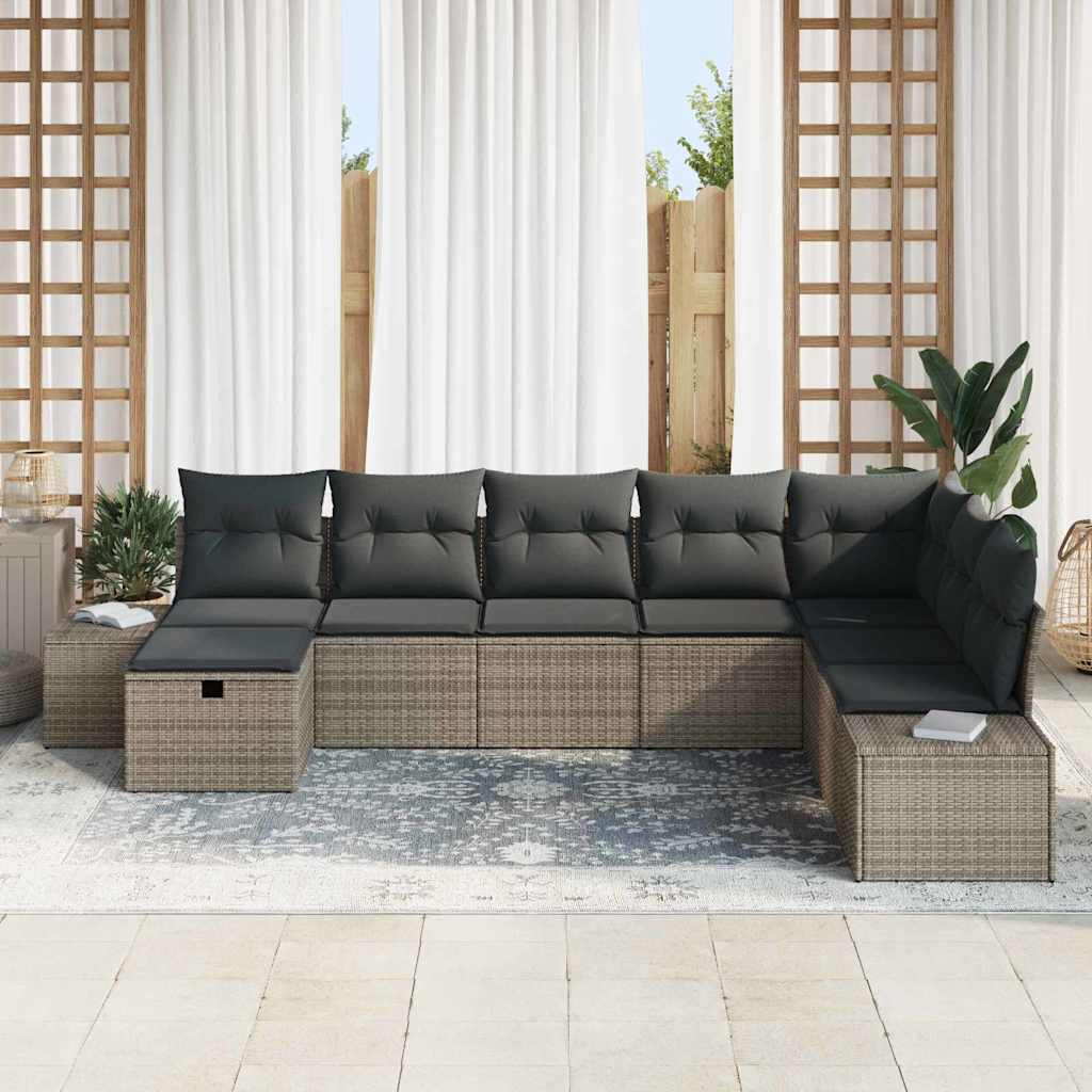 Tuin Sofa Set 8 st Grijs poly rattan
