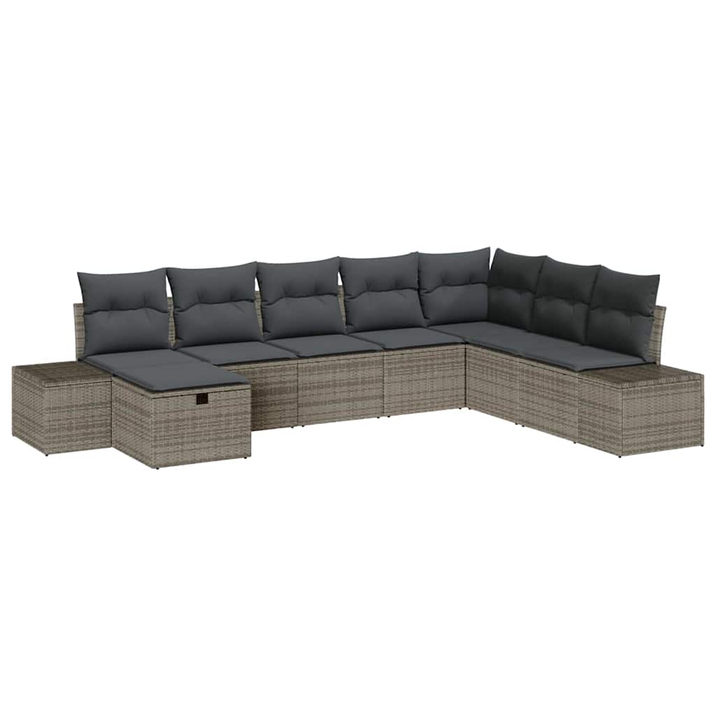 Tuin Sofa Set 8 st Grijs poly rattan