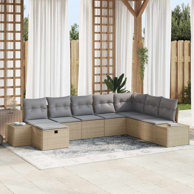 Tuin Sofa Set met kussen 8 pcs Beige 55 x 62 x 69 cm Poly riet