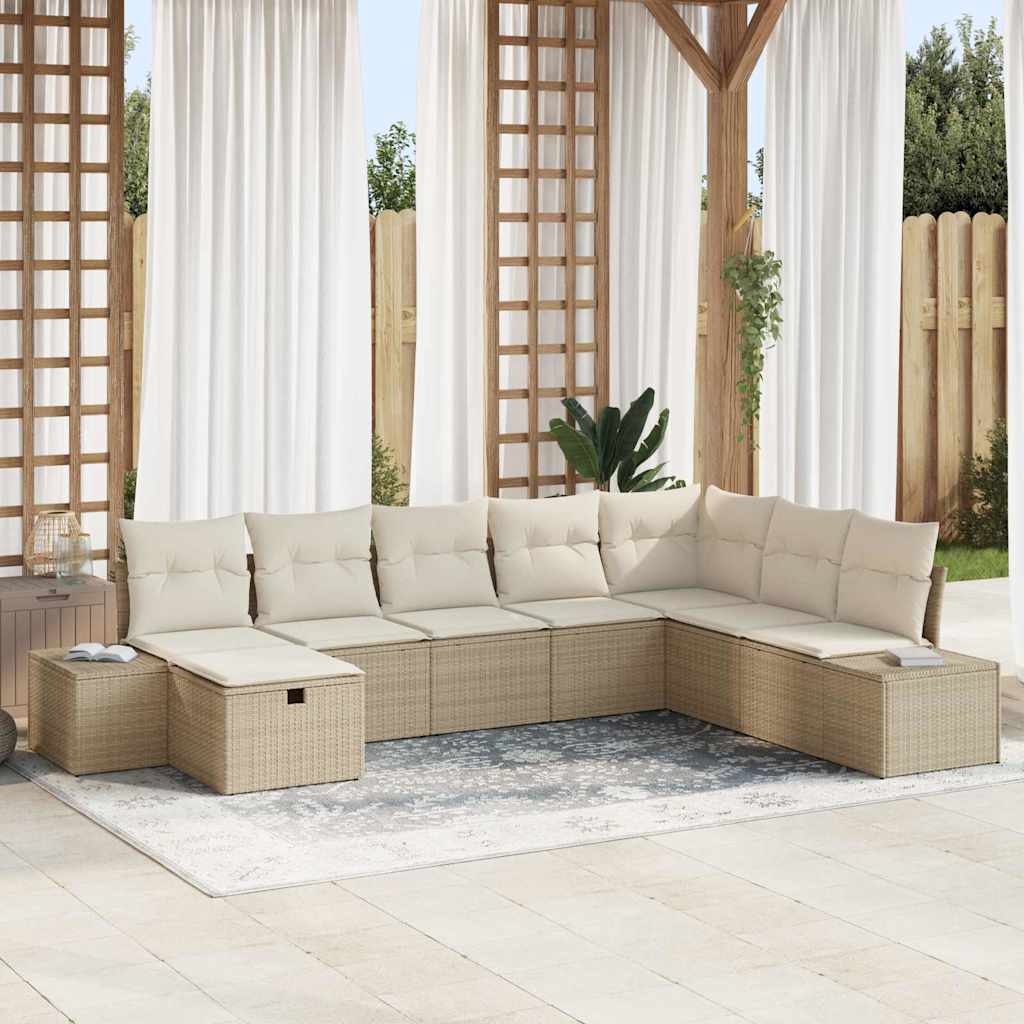 Tuin Sofa Set 8 st Beige poly rattan