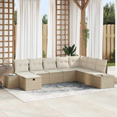 Tuin Sofa Set 8 st Beige poly rattan