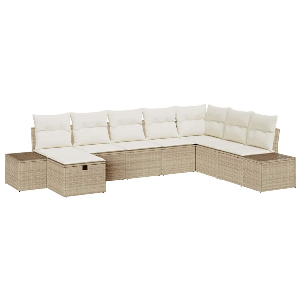 Tuin Sofa Set 8 st Beige poly rattan